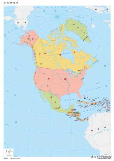 北美洲有哪些国家（南极洲标准地图）