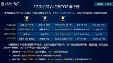 g手机排行榜前十名（中国移动5G手机综合评测）"