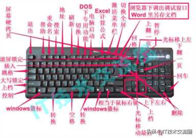 电脑键盘每个键功能（键盘个功能区的标示图）