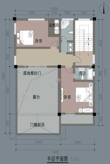 新农村住宅典型户型，面宽12米进深10米三层户型图