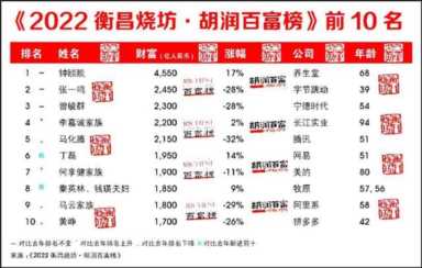 中国财富排行榜一览表最新排名