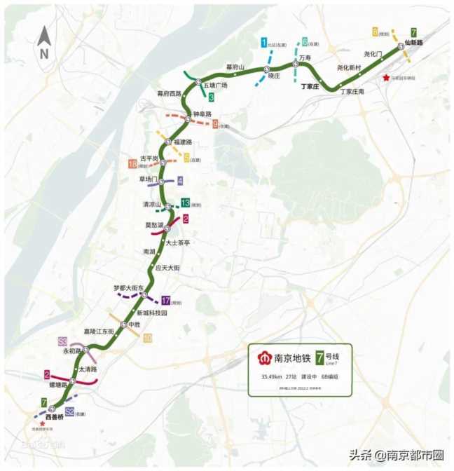 南京地铁6号线路图高清（7号线和宁马城际最新进展）
