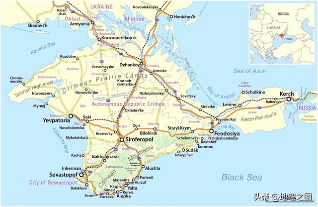 乌克兰克里米亚地图，莫斯科位于波罗的海沿岸