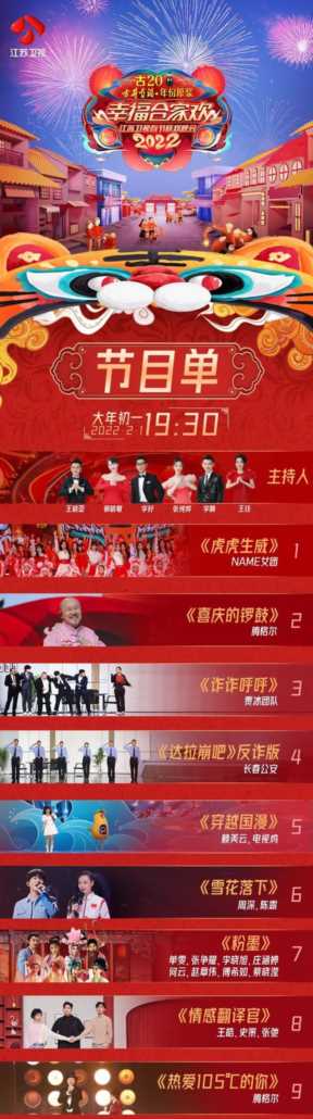江苏卫视春晚节目表，2021年江苏卫视春节联欢节目单