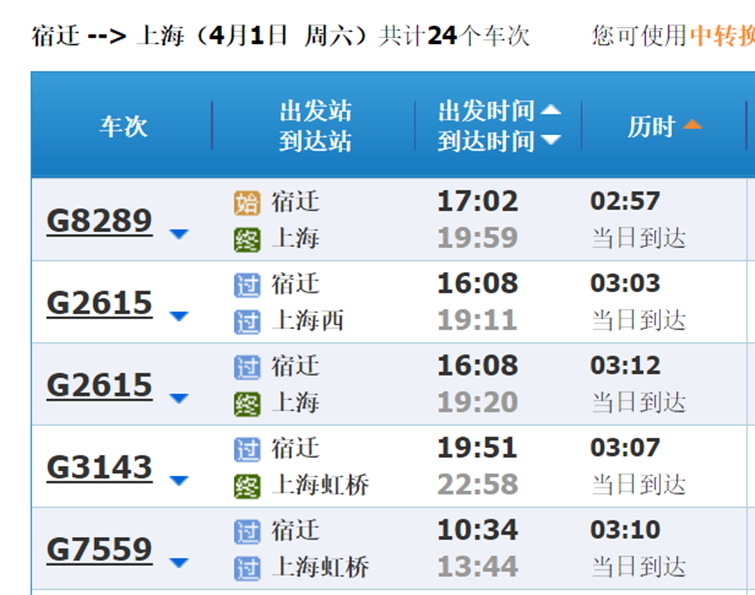 南京至上海高铁火车票价及时刻表