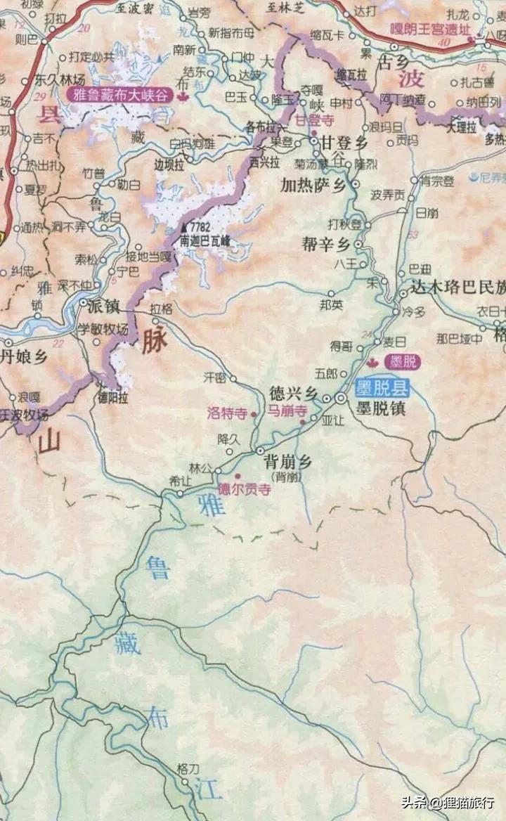 墨脱县城地图高清版大地图最新，雅鲁藏布江大拐弯在哪墨脱