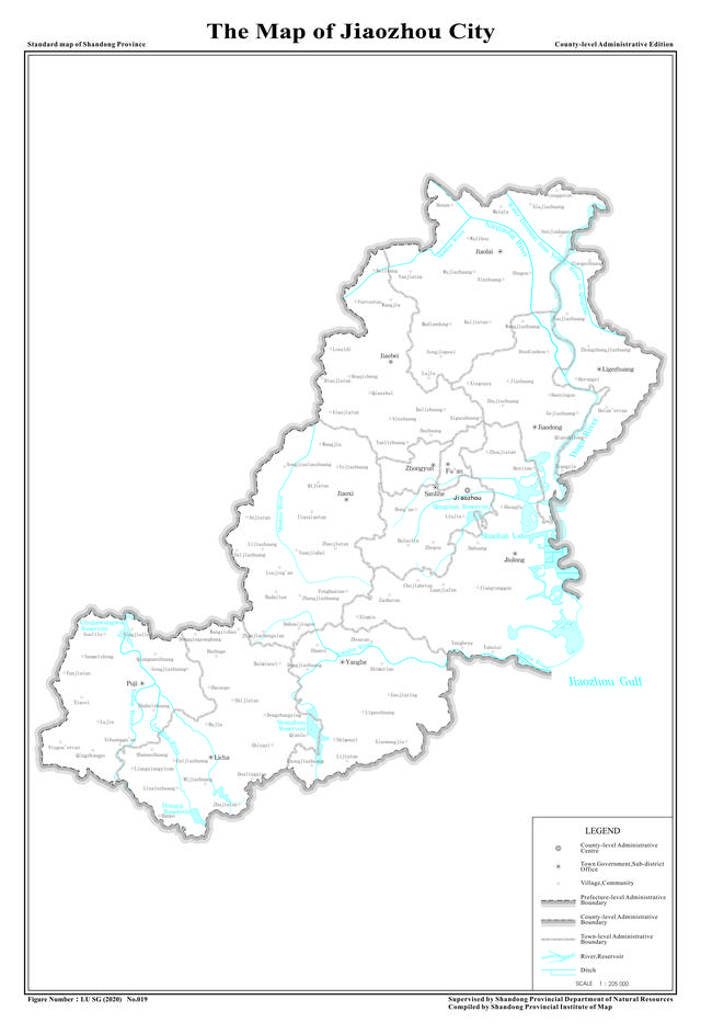 山东省标准地图 青岛市下辖各区县详细地图