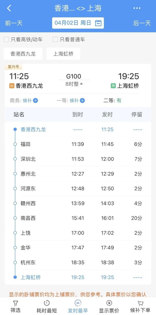 上海虹桥→香港西九龙高铁4月1日起恢复开行！请看购票攻略